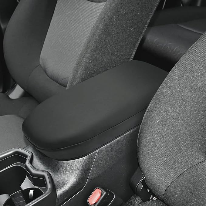 INTGET Center Console Armrest Cover for Toyota RAV4 Accessories 2025 2024 2023 2022 2021 2020 2019 Leather Middle Console Lid Cover Arm Rest Covering Car(Black with Cushion Flat)