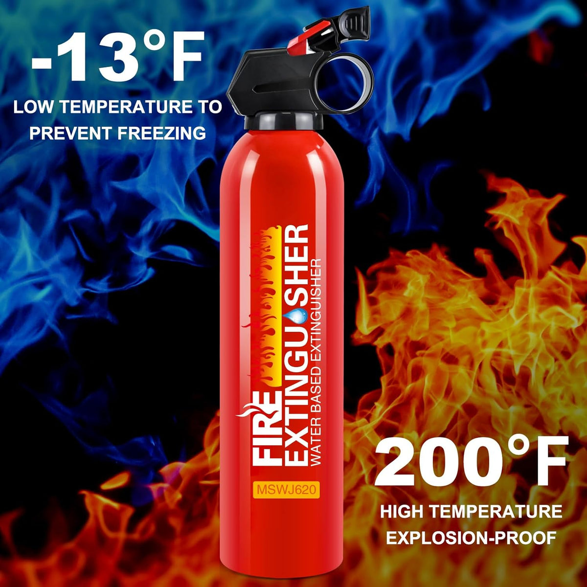 2 Pack Fire Extinguisher for Home with Wall Mount - 620ml Portable Fire Extinguisher for Car Vehicle Boat House Kitchen, Water-Based Fire Extinguisher for A, B, C, K Fire