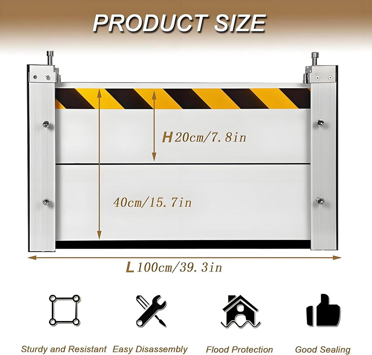 Flood Barriers for Home Exterior,Aluminum Alloy Outdoor Garage Doors Water Barriers for Flooding(H15.7Inch,L7FT)