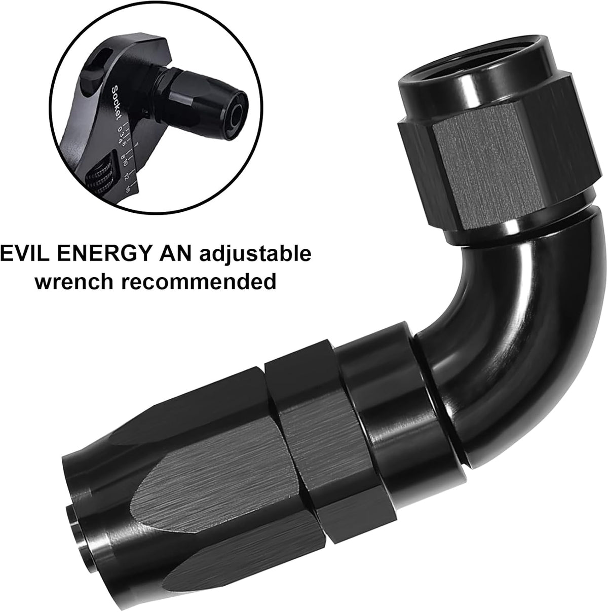 EVIL ENERGY 8AN 90 Degree One Piece Full Flow Hose End Fitting Swivel For CPE Braided Hose