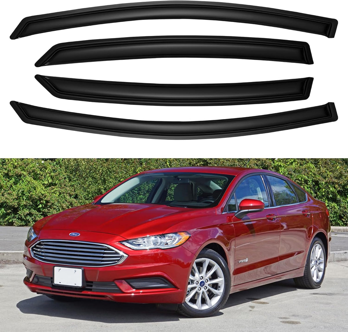 Window Visors Rain Guards for 2013 2014 2015 2016 2017 2018 2019 2020 Ford Fusion, Out-Channel Window Vent Wind Deflectors Visors Shades for 13-20 Fusion