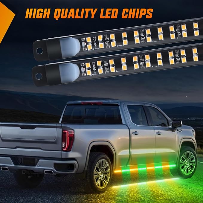 Nilight 2PCS 70 Inch Emergency Strobe Light Strip with Controller 864 LED Amber Green Running Board Lights Flexible Side Flashing Warning Caution Safety Waterproof for Truck Construction Pickup