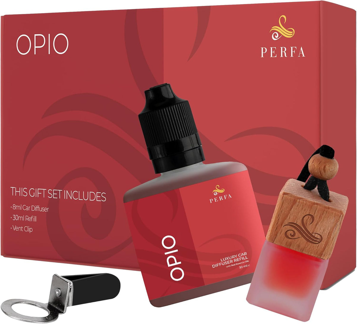 Opio Gift Set Car Air Freshener for Women | Perfume Inspired Car Fragrances | Strong Automotive Freshener with Odour Eliminator Technology | Long Lasting Automotive Freshener by Perfa