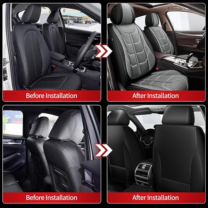 TTX LIGHTING Car Seat Covers fit for Honda HR-V 2016-2026 Front Seat: Premium Leather Automotive Seat Cover with Airbag Compatible Waterproof (2 Seats, Black & Gray)