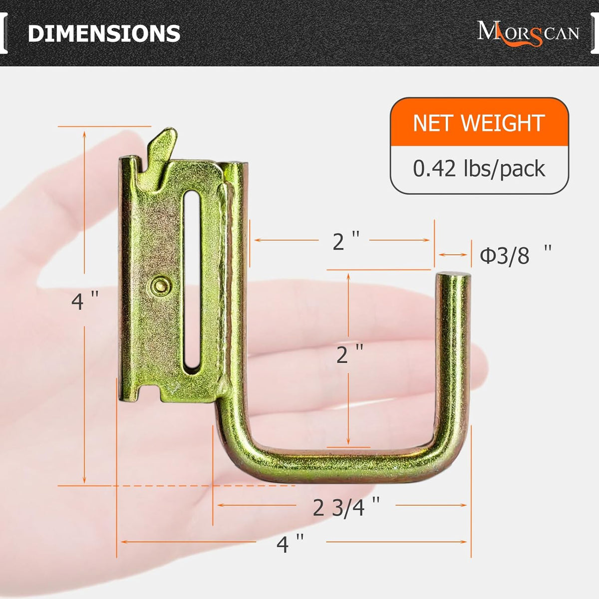 10 Pack 2" E Track J Hooks Heavy Duty Galvanized Steel E-Track Tie Down Accessories for Box Truck, Enclosed Trailer, Garage, Vans, Warehouse, Workshop