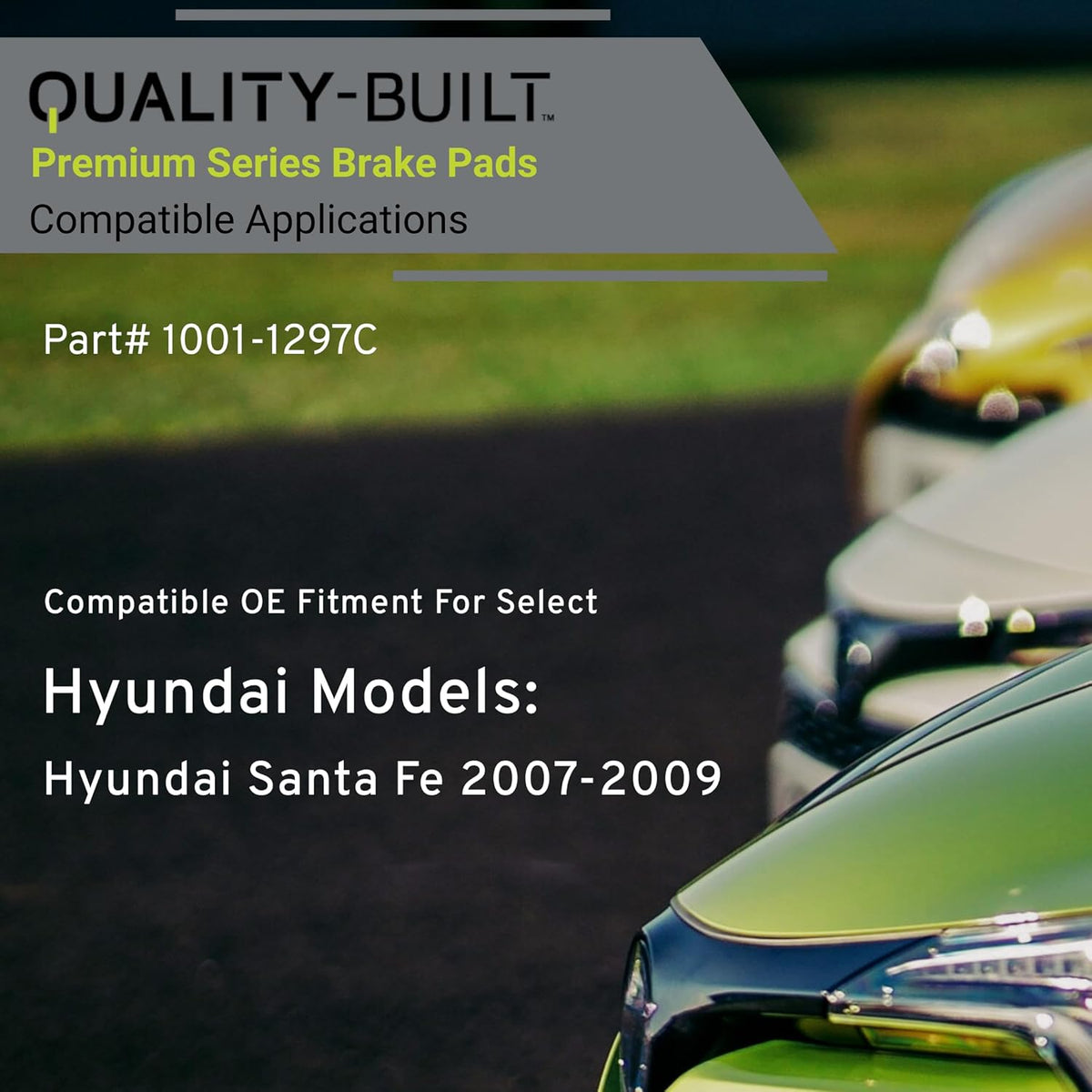 Premium Ceramic Rear Brake Pads (1001-1297C) Compatible with Hyundai Santa Fe 2007-2009