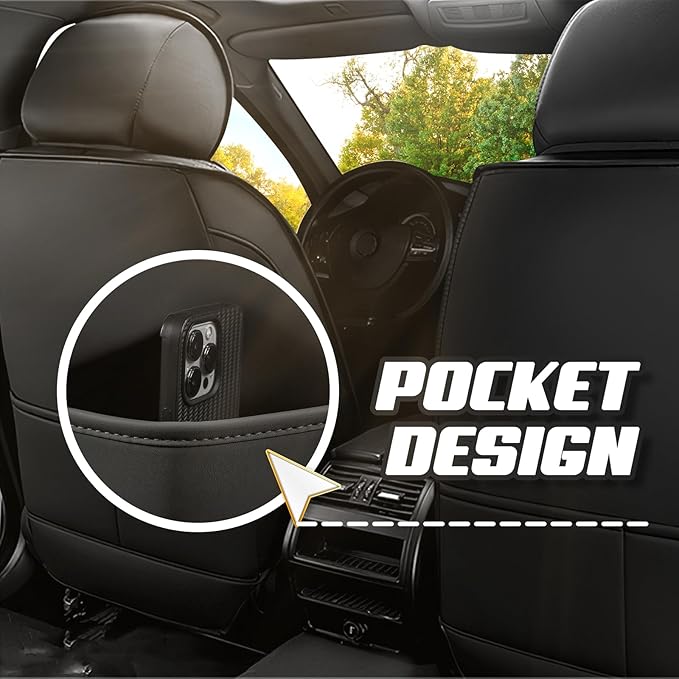 Car Seat Covers for Ford Expedition 2000-2026, Premium Nappa Leather Car Seat Cover, Stylish Sport Seat Covers， Automobile Seat Cover Sets.(Luxury 5 Seats/Black White)