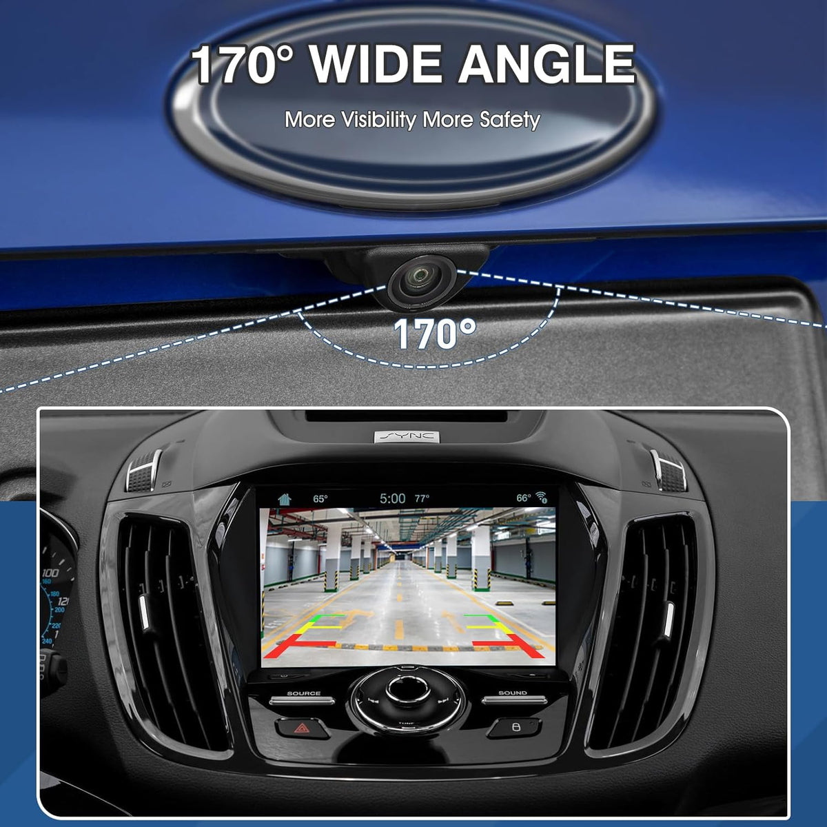 Rear View Backup Reverse Camera Compatible with Ford Escape 2014 2015 2016, Safety Parking Back Up Assist Camera OE Number EJ5Z-19G490-A GJ5T-19G490-AB,590-419