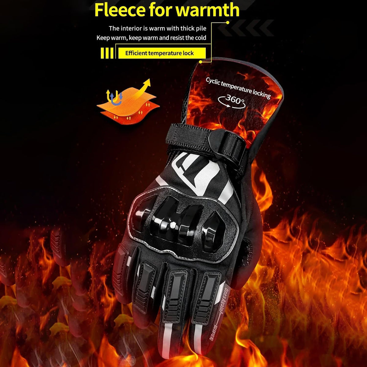 Motorcycle Gloves, Waterproof, Touch Screen, Men's Winter Gloves, ATV, UTV, Snowmobile, Skiing, Riding