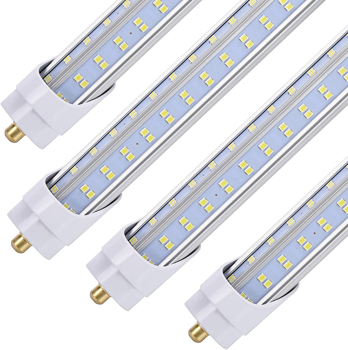 20/Pack LED Light Tubes -144W 6000K 18800 Lumens,Single Pin Fa8 Base,T8 T10 T12 LED Fluorescent Bulbs Replacement, Double Sided Four Row 768pcs,V Shape, Dual-Ended Power, Ballast Bypass
