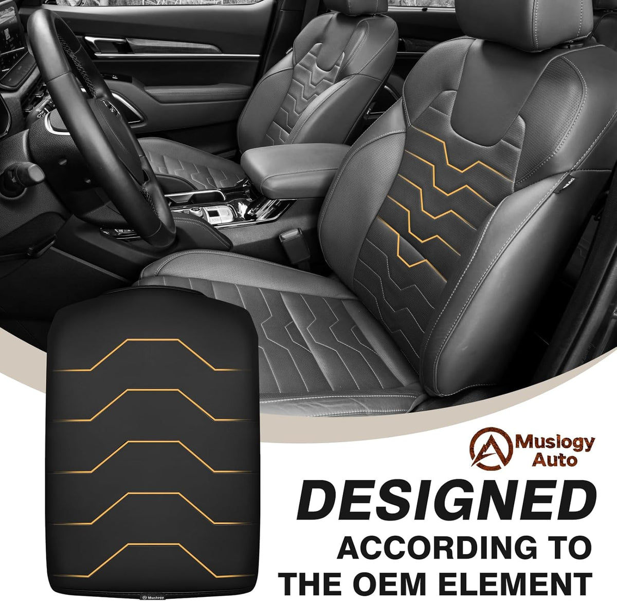 Muslogy Center Console Armrest Cover Compatible with 2020-2024 2025 Kia Telluride Comfort Armrest Pad Arm Rest Cushion Vegan Leather Protector Black Regular Thick