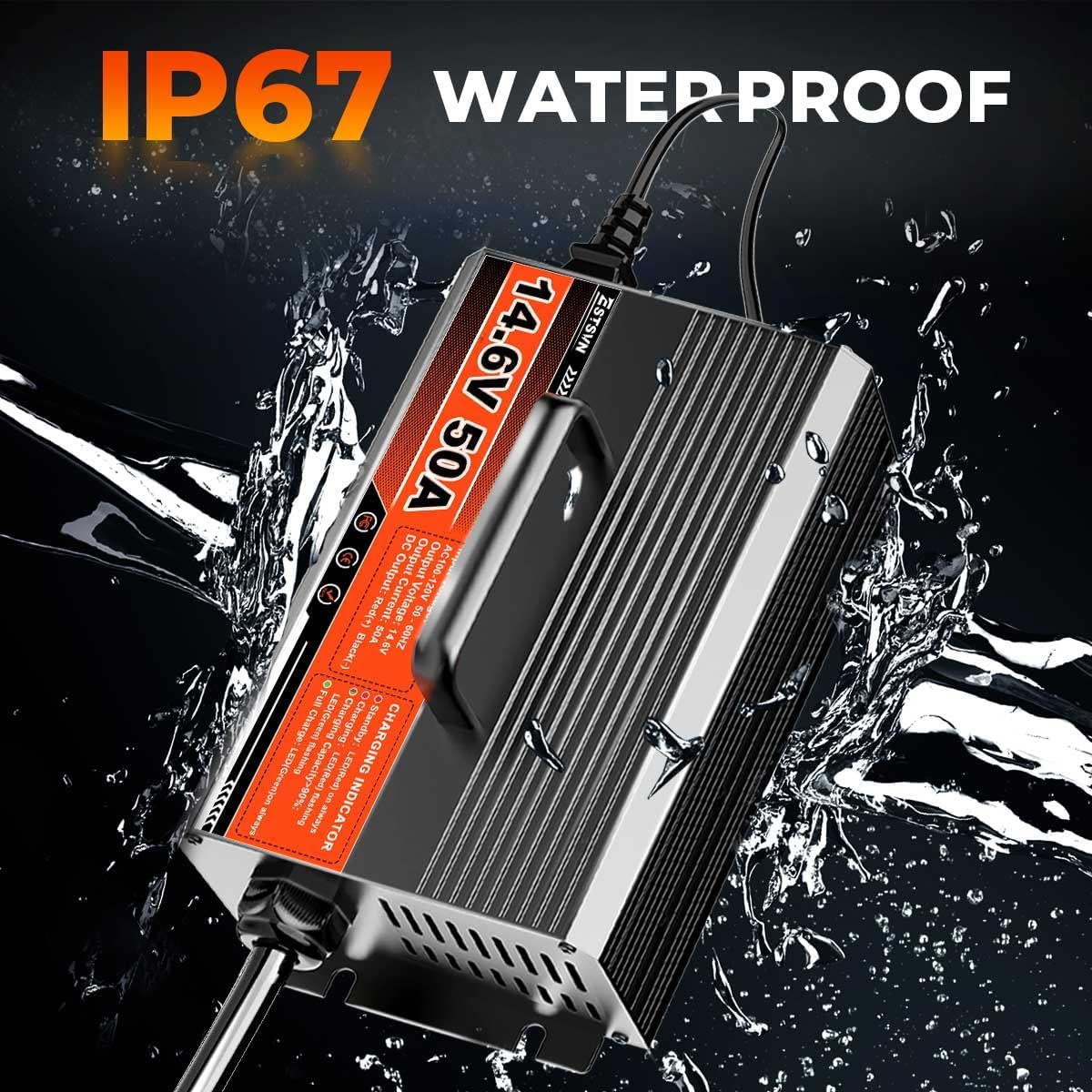 50A 14.6V LiFePO4 Battery Charger 12V Lithium Battery Smart Charger Fast Charging with Anderson Connector AC-DC Trickle Charger for Deep Cycle Rechargeable Batteries of RV Boat Car Marine