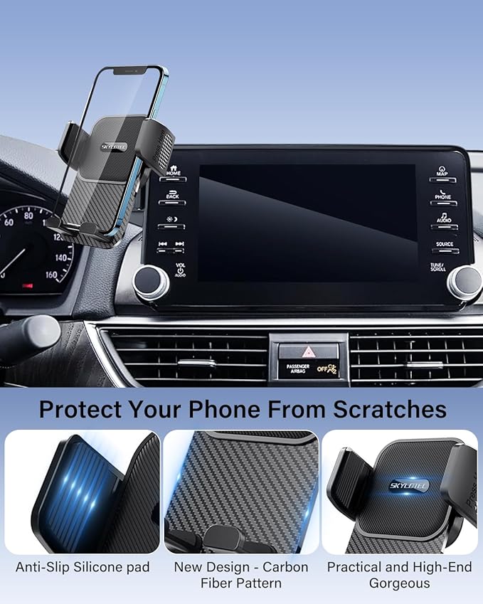 SKYLOTEC Car Phone Holder for Toyota Highlander 2020-2025 Accessories 8-Inch Screen Fixed Clip, Automobile Cradles Phone Mount, Cell Phone Base Not Block Air Vent (Not Fit 12.3-inch Limited Platinum)