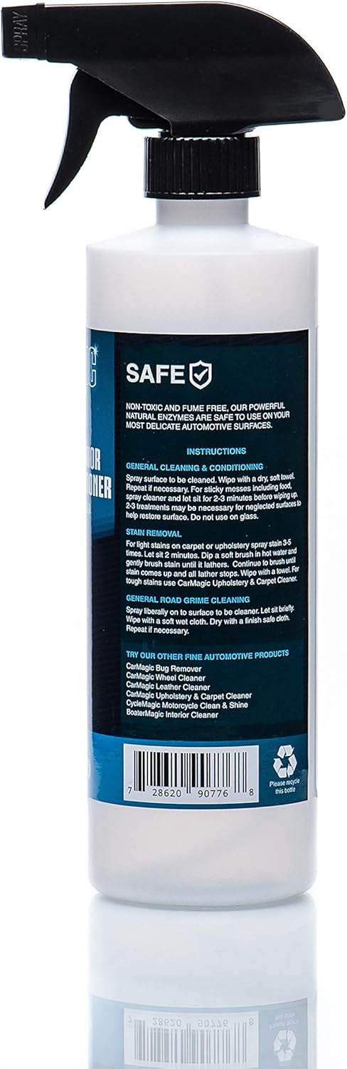 Absolutely Clean Car Magic Complete Interior Cleaner and Conditioner - Multi-Purpose Car Interior Cleaner | Cleans Leather, Rubber, Vinyl & Wood | Non-Greasy Formula | USA Made (16oz Spray Bottle)