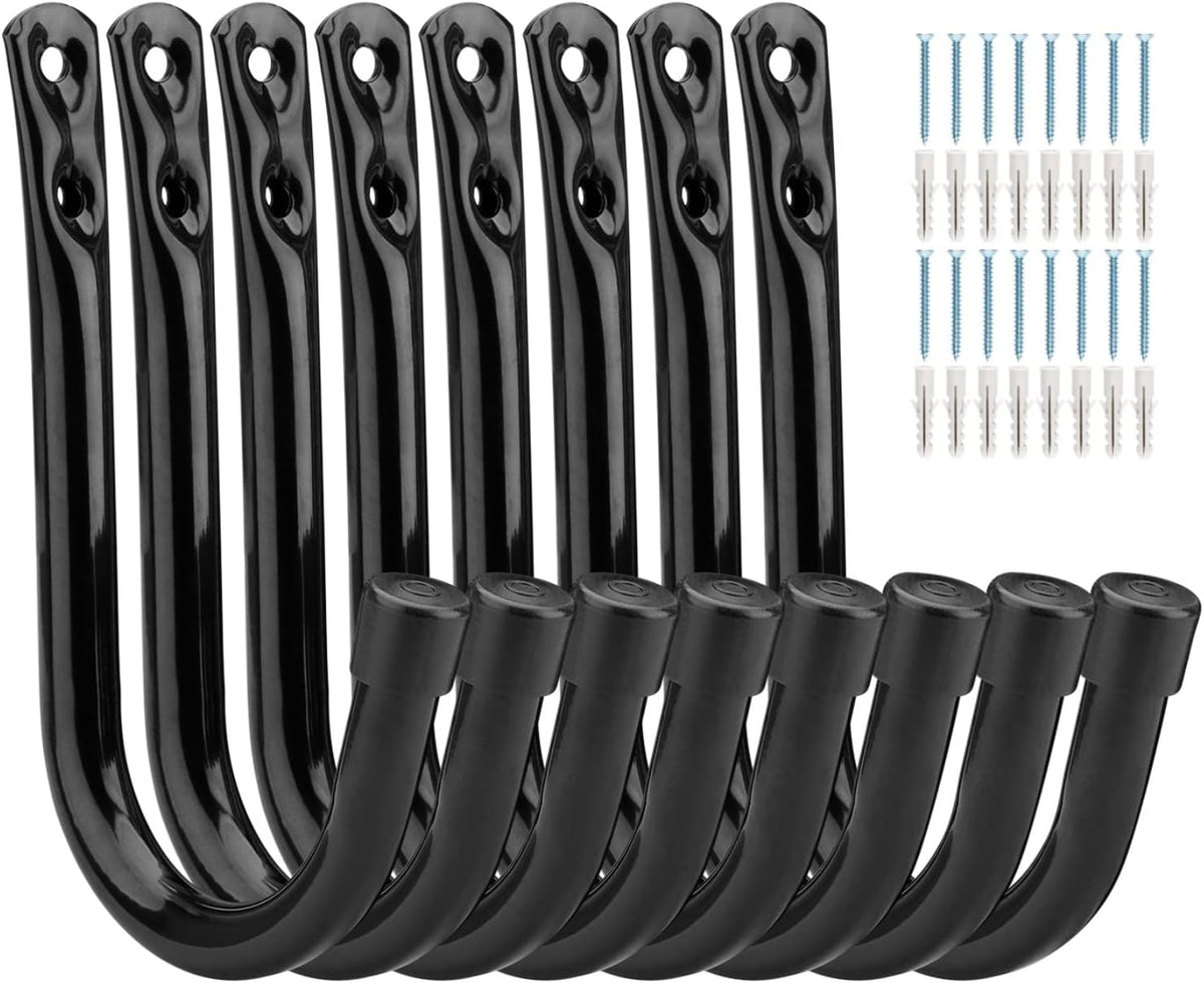 Heavy Duty Garage Storage Hooks, 3.4Inch J Utility Garage Wall Hooks for Hanging, 8 Pack Wall Mounted Hanging Hooks