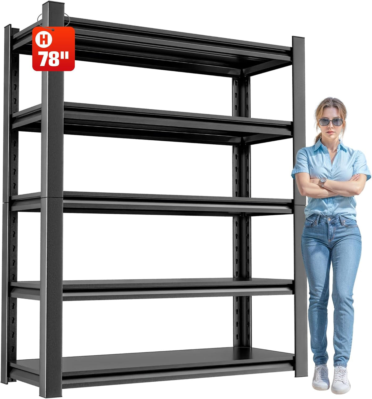 Metal Garage Shelving Unit, 5 Tier Heavy Duty Storage Shelf, Utility, and Industrial Use - Durable Metal Storage Rack Shelving, Garage Storage Shelf Organizer 18" D x40 W x78 H