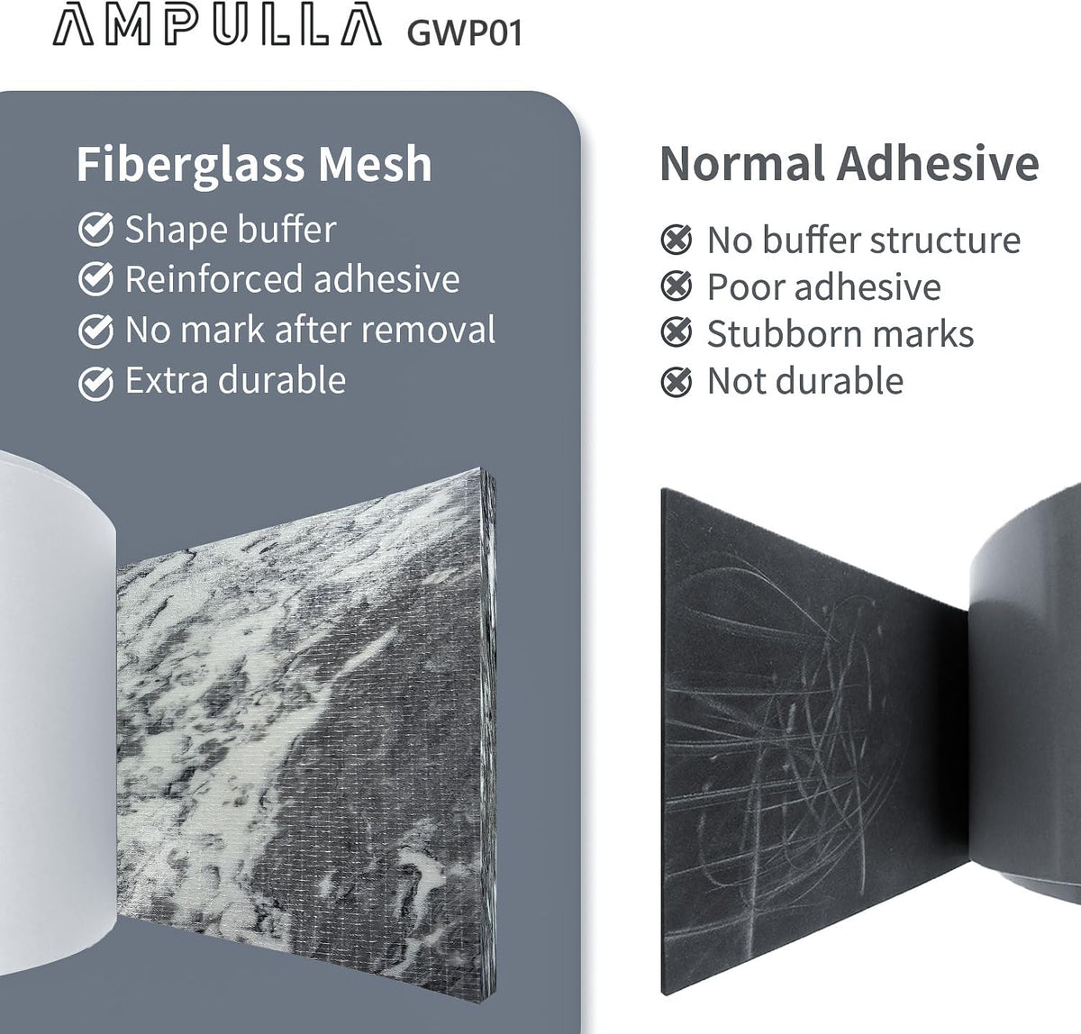 Ampulla GWP01 Marble Grain Garage Wall Protector Car Door Protectors, Garage Accessories, Parking Stopper for Garage, Tool-Free, Designed in Germany