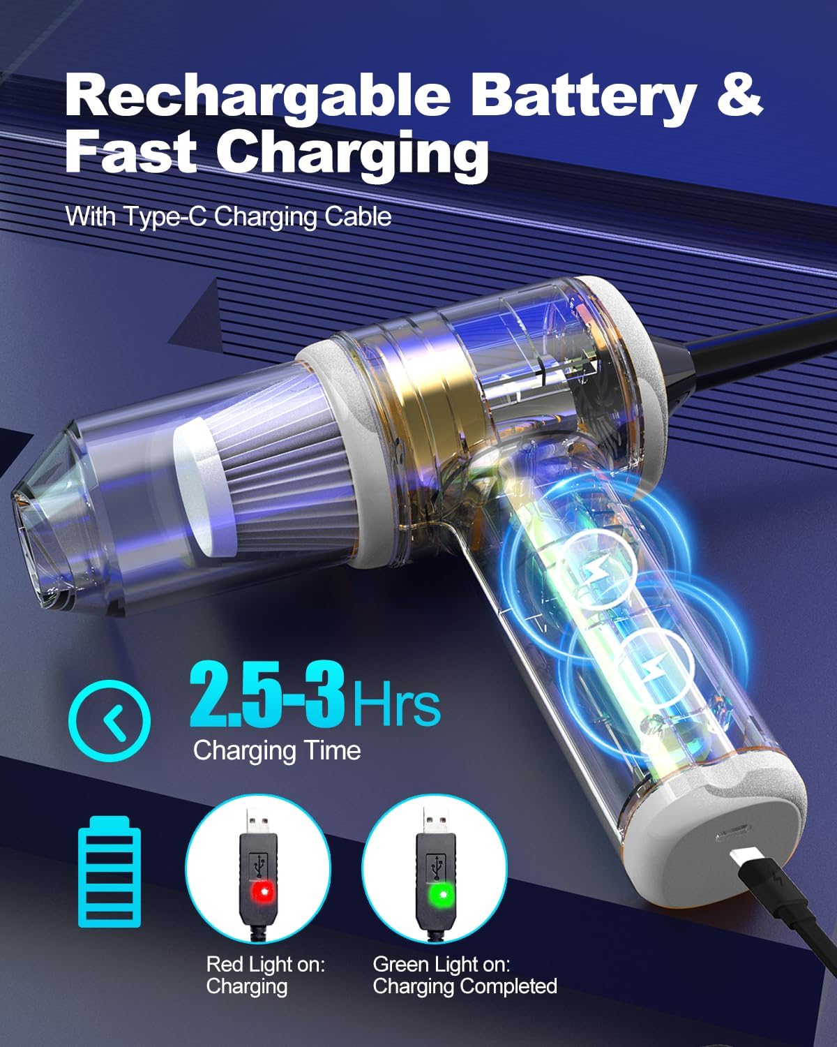 Handheld Car Vacuum Cleaner High Power,4-in-1 Small Portable Mini Cordless Brushless Motor Cleaner with 22000pa Suction Power & Air Duster,Type-C Charge,Cleaner for Home,Car(Mysterious Silver)