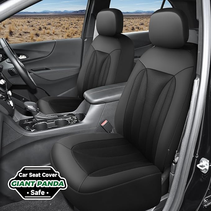 GIANT PANDA Fit Chevy Silverado 1500 2500 3500 Front Car Seat Cover, 3D Air Mesh Breathable Seat Protector, Black(2-Pack)