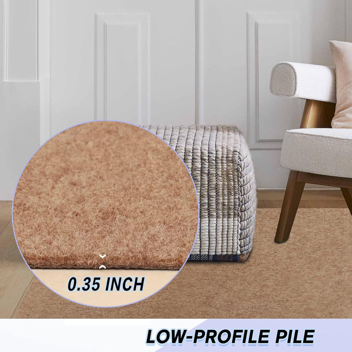Custom Size Backed Non-Slip Area Rugs Runner, Easy Clean, Waterproof Runner Rugs for Hallway Entryway, Kitchen, Laundry, 3FT x 8FT, Beige