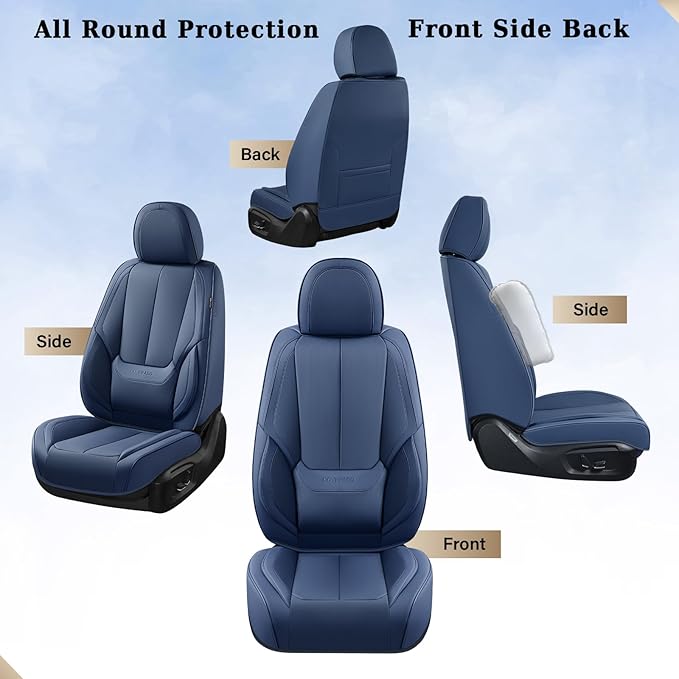 Coverado Seat Covers, Car Seat Covers Front Seats, Car Seat Cover, Car Seat Protector Waterproof, Car Seat Cushion Nappa Leather, Blue Seat Covers Carseat Cover Universal Fit for Most Cars