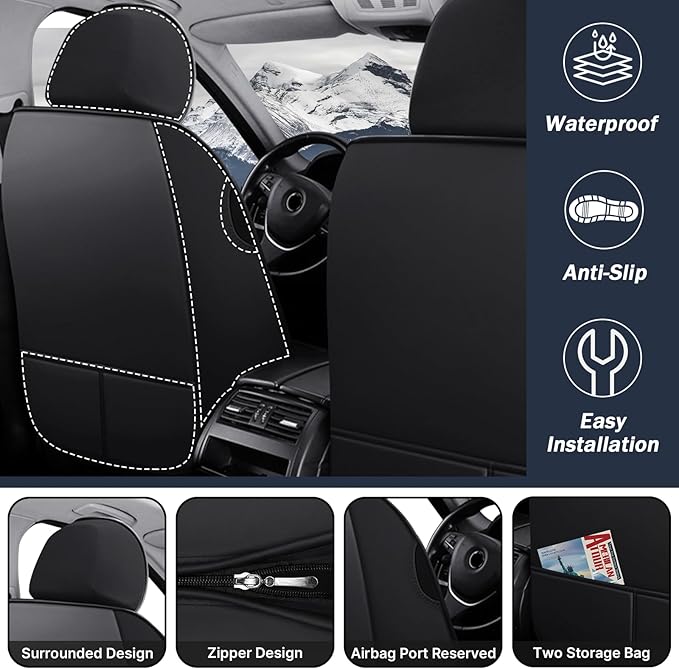 Car Seat Cover 8 Seats for Hyundai Palisade 2020-2025, Durable Wear Resistant Waterproof Sport Seat Cover, Breathable No Odor Premium Leather Vehicle Seat Covers.(Standard,Black Red)