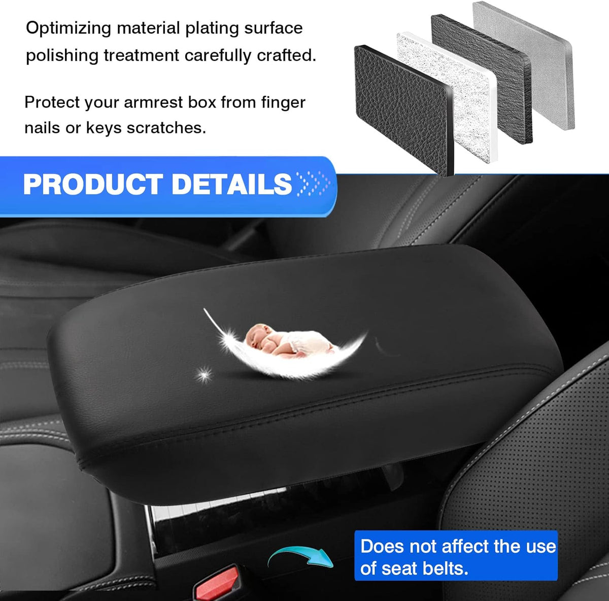 Autorder Center Console Cover for 2022-2025 2026 Ford Maverick Accessories Armrest Cover Anti-Scratch Middle Console Pad Leather Armrest Protector