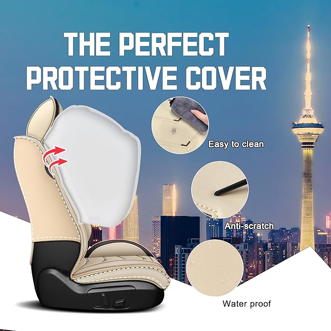 CTDS Car Seat Covers for Mazda CX-5 CX-3 CX-7 CX-9 CX-50 CX-30 CX-70 CX-90 2007-2026, Stylish Sport Seat Cover, Premium Nappa Leather Car Seat Cover.(Standard 2 Seats/Beige)
