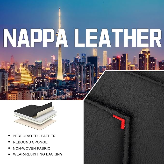 CTDS Car Seat Covers for Honda Civic 2000-2026, Stylish Sport Seat Cover, Premium Nappa Leather Car Seat Cover. Automobile Seat Covers Sets.(Standard 5 Seats/Black Red)