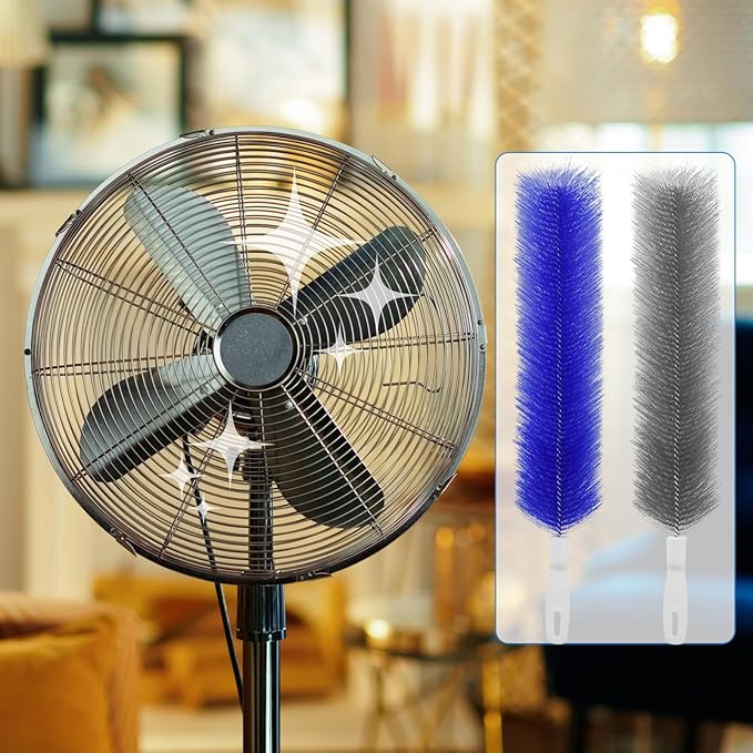 2 Pcs Cobweb Duster, Bendable Fan Duster, Plastic Fan Cleaner Brush,Microfiber Head Dusting Brush, Reusable Dust Remover for Air Conditioning Shutters,Ceiling Fan Blades,Air Vents, Curtains, Cars