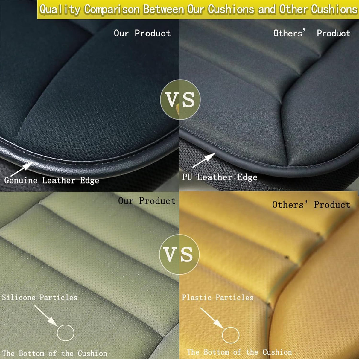 Thick Seat Cushion Memory Foam Car Seat Cushion Pad for Car Driver Seat Office Chair, Thickened Black