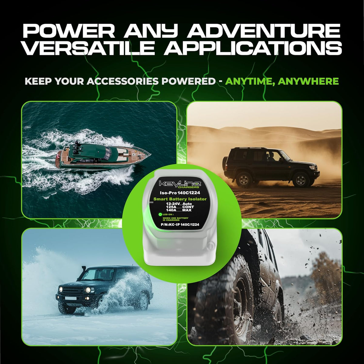 Dual Battery Isolator Kit 12V - 140 Amp Multi-voltage 12v or 24v Kit (VSR) for Dual Battery Setup - Automatic Disconnect Switch for Car, Truck, RV, UTV, ATV, Marine - Battery Wiring Kit