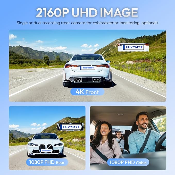 Dual Channel 4K & 1080P Dash Cam for Porsche Cayenne(E3) 2019-2026, 911(992) 2020-2024, Panamera(971) 2017-2026,Taycan 2020-2026,Macan 2025-2026,OEM-Style,Easy Installation,128G Card