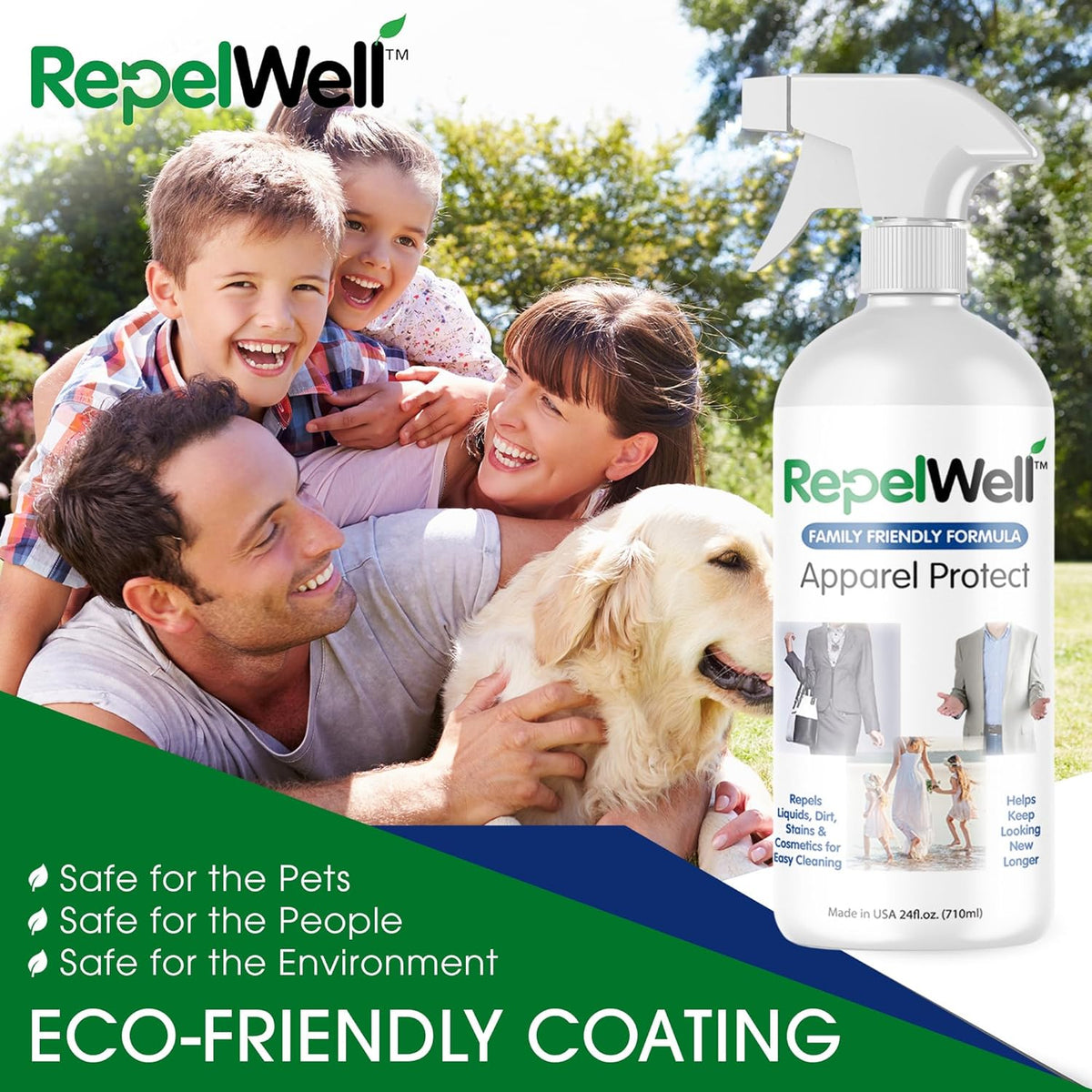 Apparel Protect (24oz) Stain & Water Repellent Spray – Non-Toxic, Eco-Friendly, Pet-Safe Sprays for Clothing & More