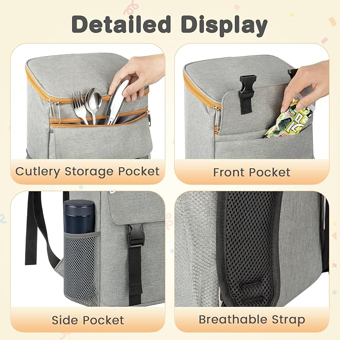 Cooler Backpack Soft Insulated Leak Proof 30 Cans Insulated Backpack Cooler Portable Picnic Camping Beach Hiking BBQ Lunch Backpack for Men and Women