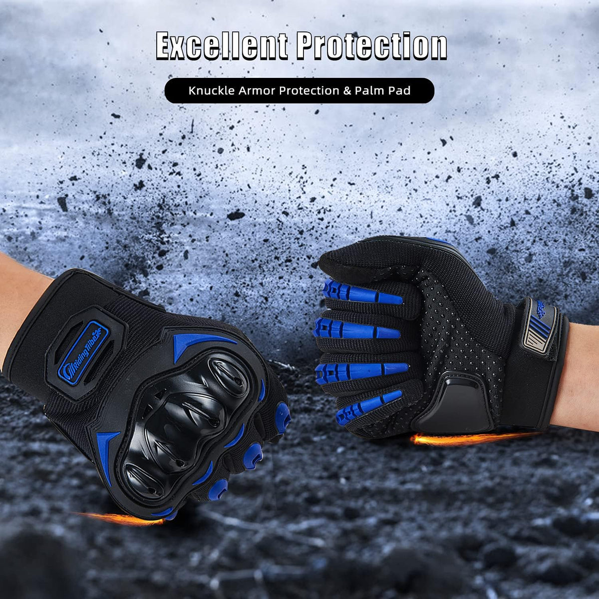 Motorcycle Gloves for Men and Women Full Finger Touchscreen Mountain Dirt Bike Gloves for Powersports BMX ATV MTB Driving Motocross Cycling Gloves(XL, Blue)