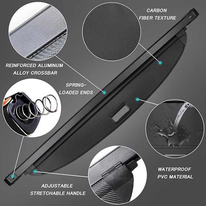 Cargo Cover for Genesis GV70 2022-2025 2026 Accessories Retractable Trunk Cover Security Shielding Shade Cargo Luggage Cover Trunk Privacy Protection (Carbon Fiber Texture)