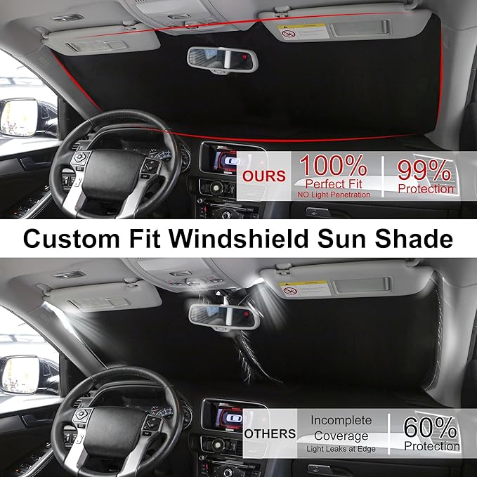 Windshield Sun Shade Custom Fit for 2020-2024 2025 2026 Lincoln Aviator Accessories Foldable Window Sunshade Sun Blocker Protect Car from Sun Rays & Heat Damage Keeps Car Cooler