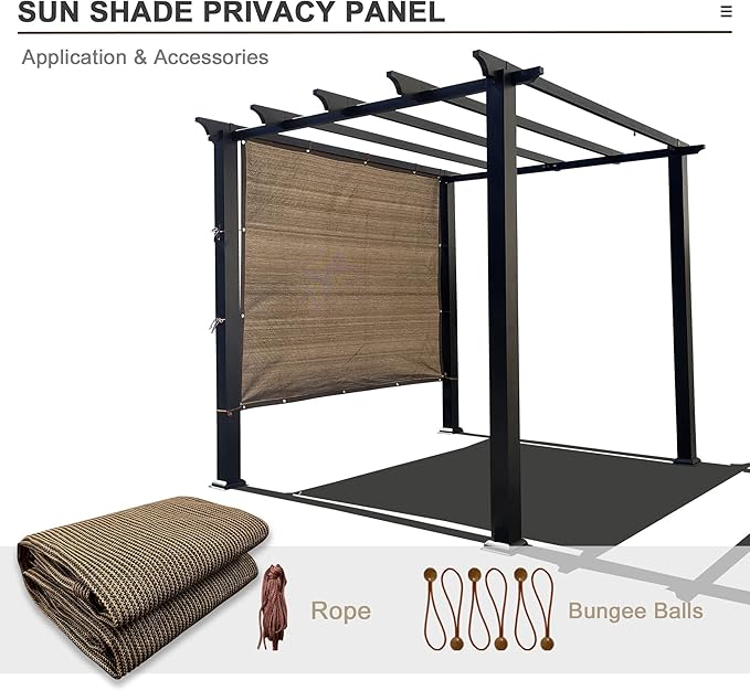 Alion Home Sun Shade Privacy Panel with Grommets and Hems on 4 Sides for Patio, Awning, Window, Pergola or Gazebo - Mocha Brown (8' x 14')