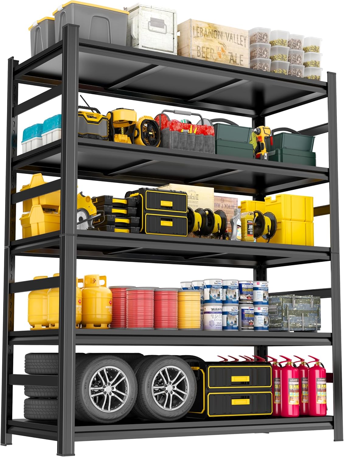 Metal Shelving, Garage Shelves Series, Heavy Duty Storage Shelf, Large Industrial Steel Racks for Garage, Basement and Factories, Multifunctional Utility Shelving Unit