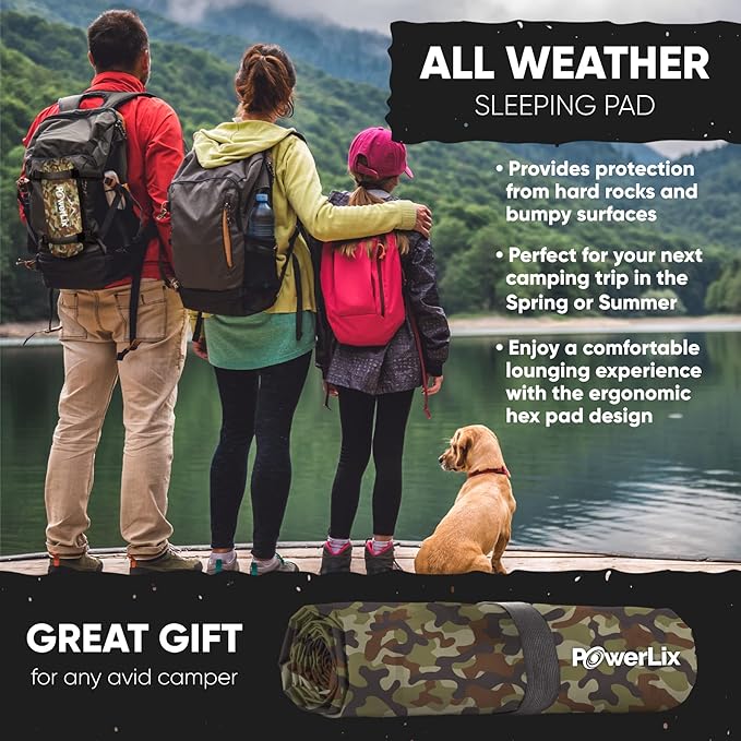 POWERLIX Camping Sleeping Pad - Ultralight Inflatable Camping Mattress Sleeping Mat for Backpacking, Hiking, Compact Lightweight Sleeping Pad for Camping, Inflation Bag/Repair Kit Included