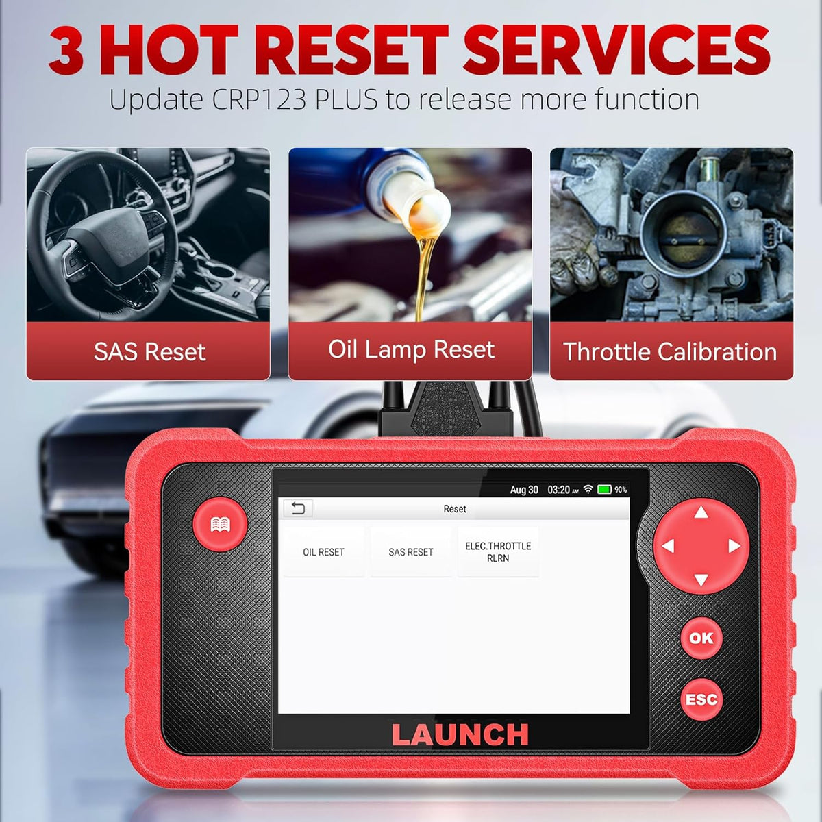LAUNCH CRP123 V2.0 Plus Elite OBD2 Scanner, 2025 New Full System Lifetime Free Update Scan Tool with 3 Reset Oil Service, Throttle Adaption, SAS Relearn, Car Scanner for All Cars