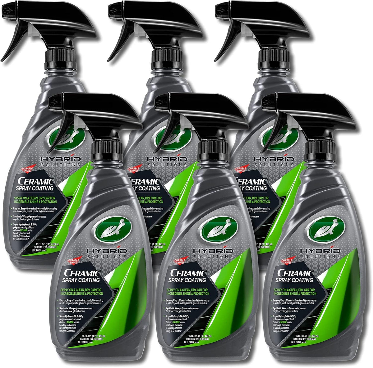 Turtle Wax 53409-6PK Hybrid Solutions Ceramic Spray Coating, Incredible Shine and Protection for Car Paint, Extreme Water Beading, Safe for Cars, Trucks, Motorcycles, RV's and More, 16 oz. (Pack of 6)