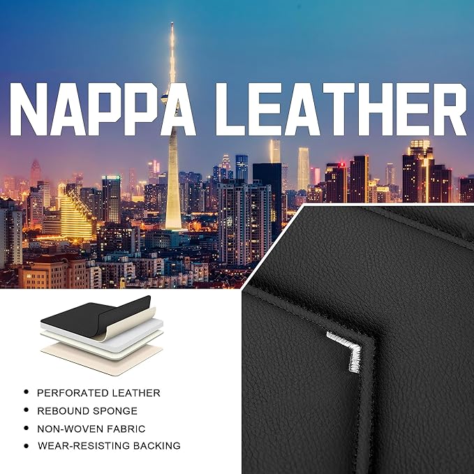 CTDS Car Seat Covers for Jeep Grand Cherokee L 2021-2026, Stylish Sport Seat Cover, Premium Nappa Leather Car Seat Cover. Automobile Seat Covers Sets.(Standard 2 Seats/Black White)