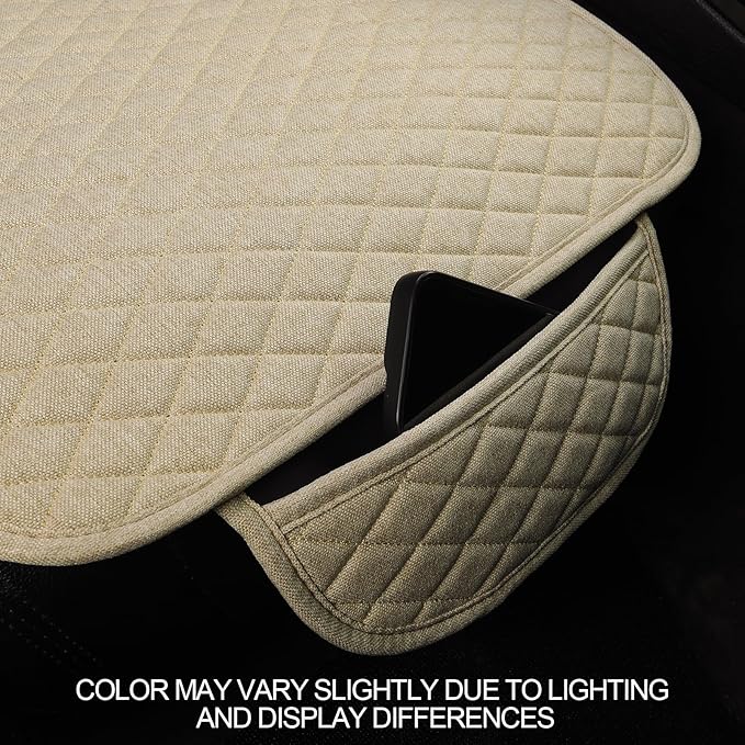 West Llama Linen Car Seat Covers,Bottom Seat Covers for Cars Include 1 Pair Front Driver Seat Pad Mat and 1 Rear Bench Cover for SUVs,Cars,Sedans(3Piece-Beige)
