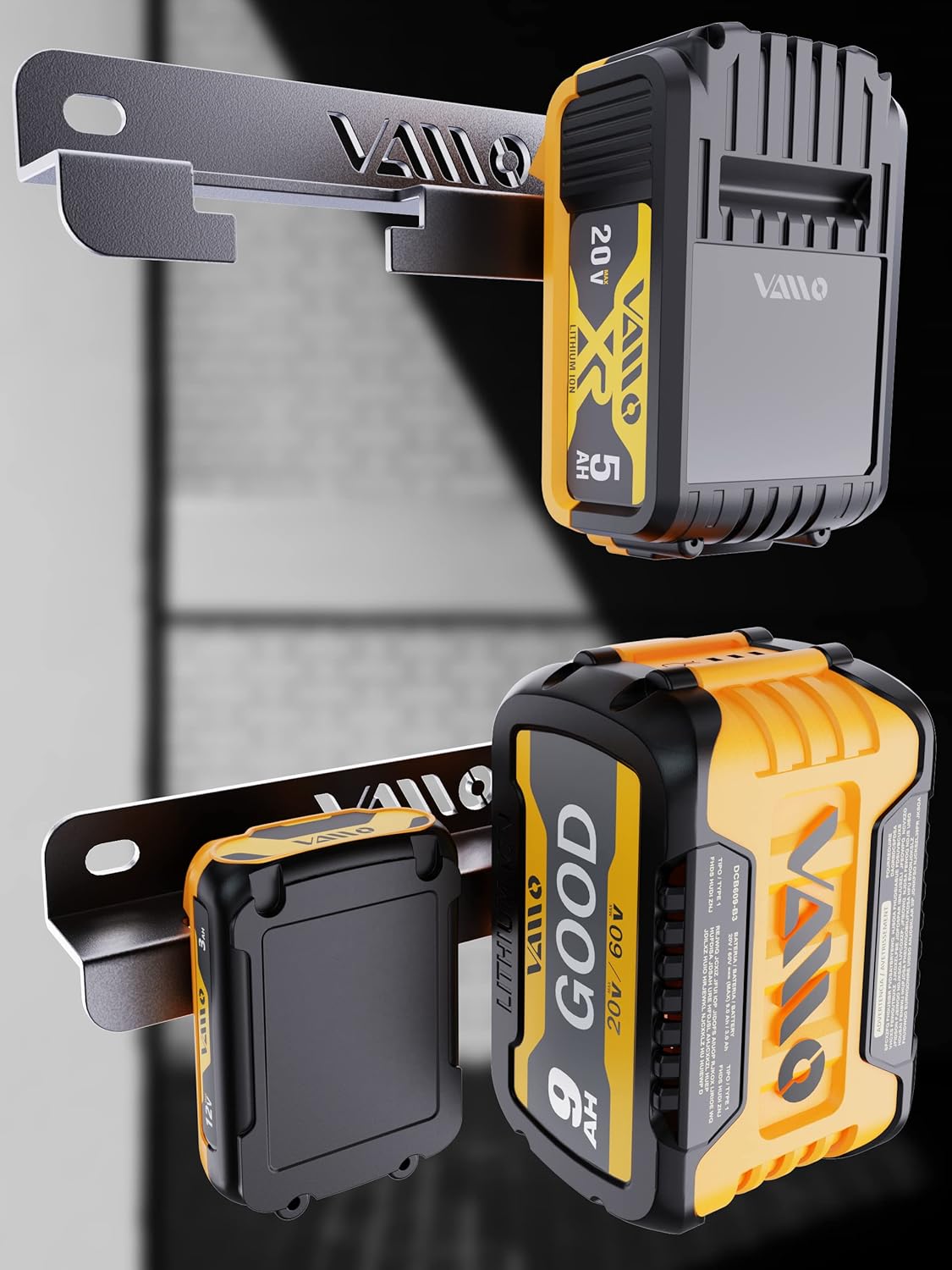 VAIIO Compatible DeWalt 20V 60V 12V Battery Rack Holder, Wrought Iron Heavy Duty Thickened Batteries Slots, Stealth Battery Wall Mount Organizer Garage Storage,Workshops,Shelves,Case New Battery Dock