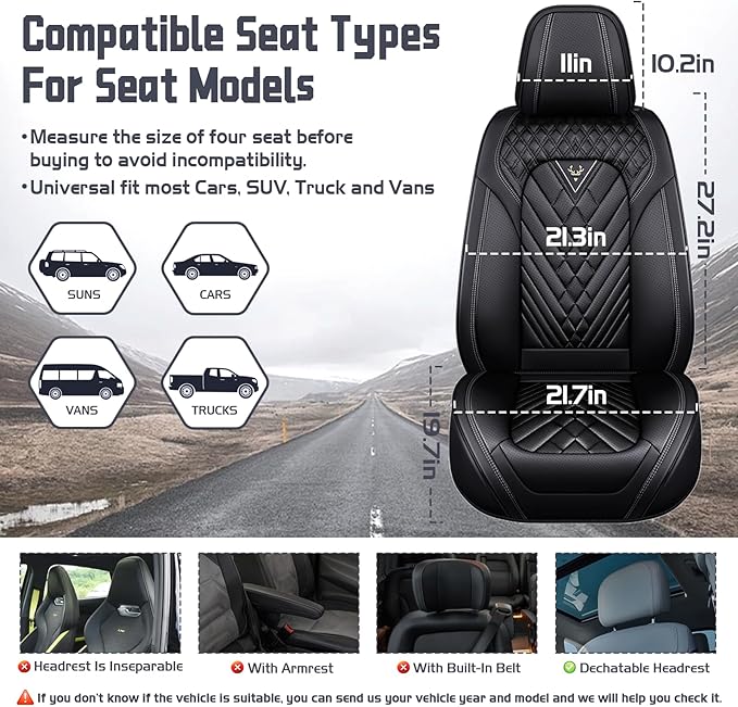 Truck Seat Covers for Nissan Frontier 2009-2026, Waterproof Premium Leather Full Coverage Car Seat Cover, Muscle Sport Style Auto Interior Seat Cover Sets (Front Set/Black)