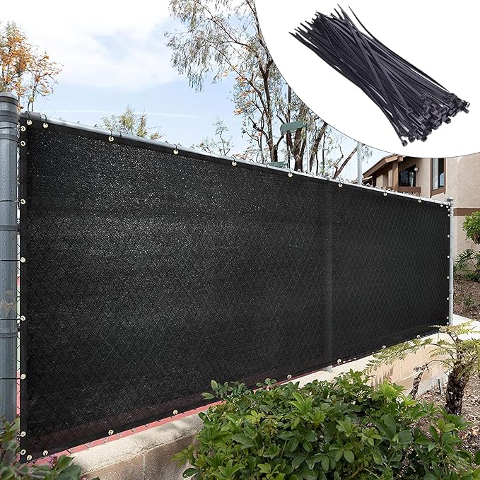 Royal Shade Custom Size 5' x 147' Black Fence Privacy Screen Windscreen Cover Netting Mesh Fabric Cloth - Cable Zip Ties Included (We Make Custom Size)