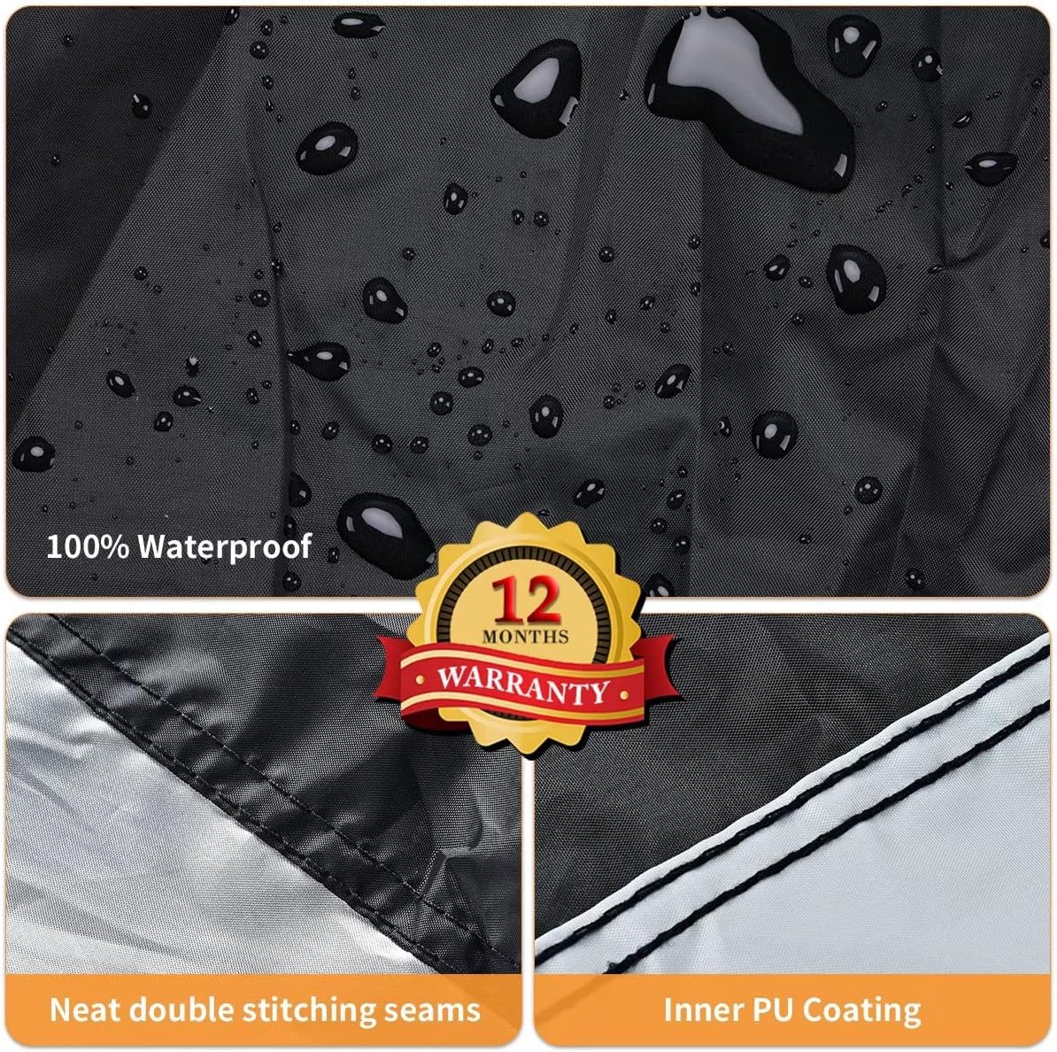 Motorcycle Cover Waterproof Outdoor, Coverado All Weather Protection Motorbike Cover with Lockholes and Night Reflector, Universal Fit for Harley Davidsion Yamaha Honda Suzuki etc (up to 111" Motors)