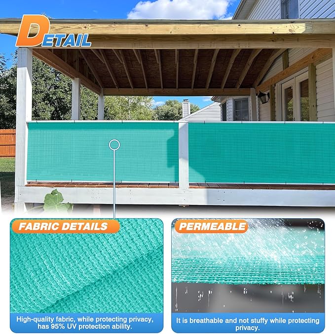 TANG Sun Shade Fabric Roll 8'x64' Shade Cloth for Garden Turquoise Green HDPE Mesh Shading Pergola Cover Replacement Canopy, 95% Blockage Sunshades for Outdoor Patio Backyard Plant